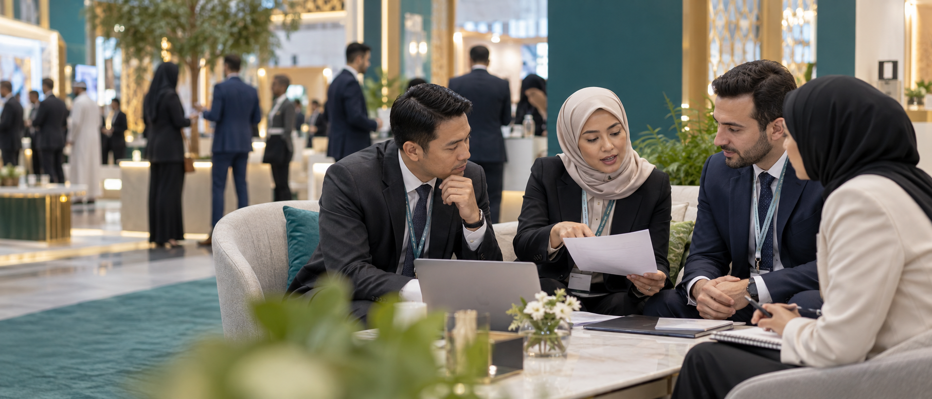 Business conversations at Halal Expo Indonesia