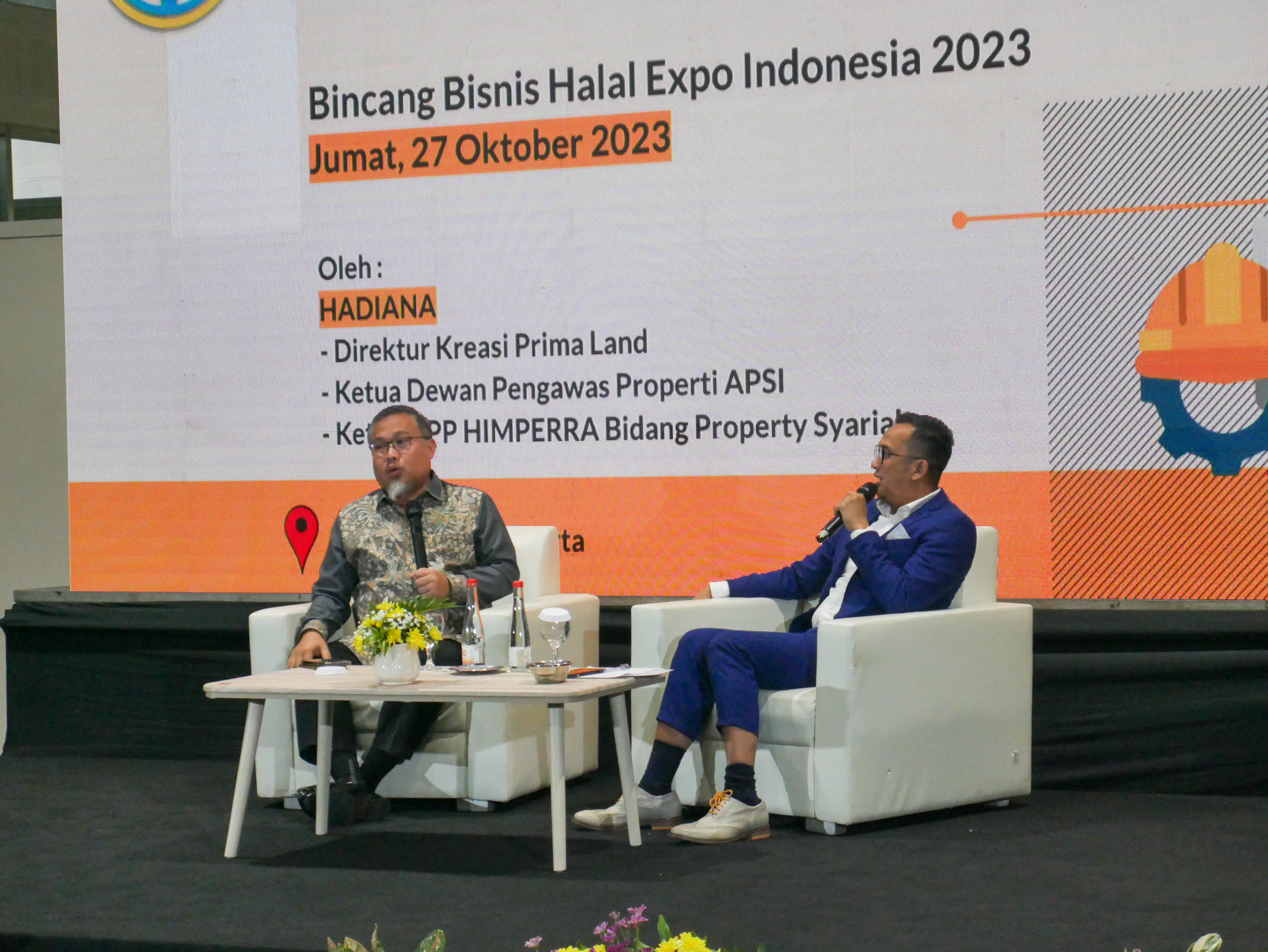 Business seminar with audience and presenter